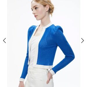 NWOT Alice and Olivia Trina Structured Shoulder Crop Cardigan